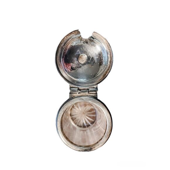 Antique English Silver Plated Crystal Mustard Pot - Picture 5 of 6